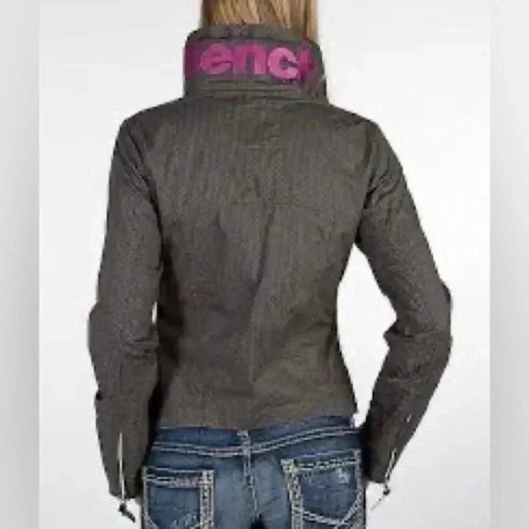 Bench Barbecue Windbreaker Jacket  Cropped Purple Black Geometric Print XS - Picture 4 of 15